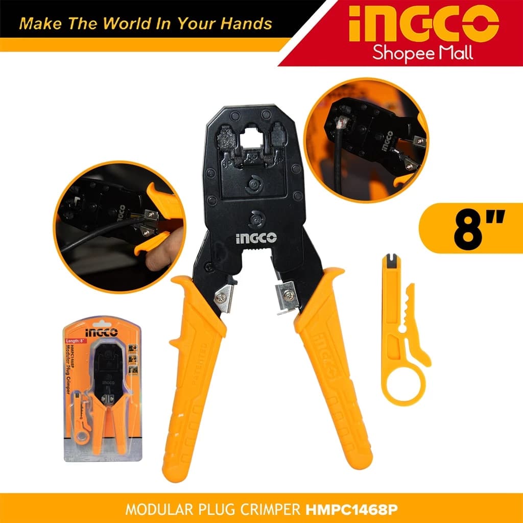 INGCO Modular Plug Crimping Crimper Pliers HMPC1468P _H