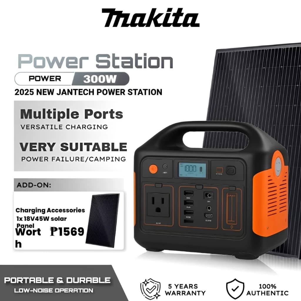 (2026 NEW)MKT 300W Portable Power Station with 80W Solar Panel Set for Home Outdoor Power Supply